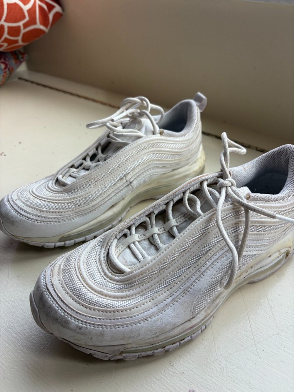 Nike Air Max 97 Triple White Running Shoes Women's 9